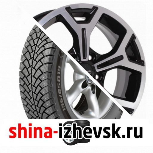 Колесо в сборе BF Goodrich G Force Stud 205/55 R16 Q 94 + СКАД KL-318 6.5xR16 5×114.3 ET50 DIA60.1 Глянцевый черный с полированной лицевой частью в Ижевске